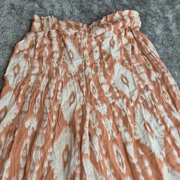 Vanilla Star Orange Ikat Wide Leg Palazzo Pants Womens Large Rayon Boho - Picture 6 of 9